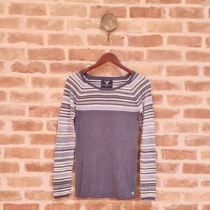 American Eagle Sweater Lightweight Size M - Gray, Blue, White - Scoop Ne…